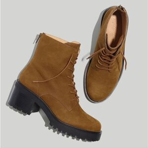 Madewell NIB The Bradley‎ Lace-Up Lugsole Boot in Burled Wood size 8.5